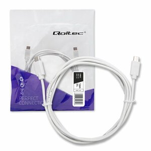 Qoltec 52344 USB kabelis 1,4 m USB 2.0 USB C Balts