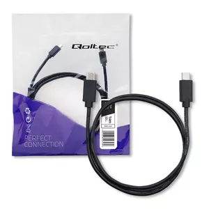 USB-C to USB-C cable QOLTEC 52343, USB 2.0, 1.4 m, black