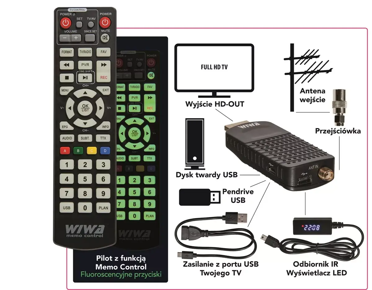 DVB-T/DVB-T2 uztvērējs WIWA H.265 MINI Photo 20
