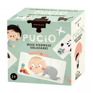 Bērnu koka puzle nasza księgarnia Puzzle Pucio My First Puzzle, vienkārša vairāku detaļu dēļu puzle bērniem