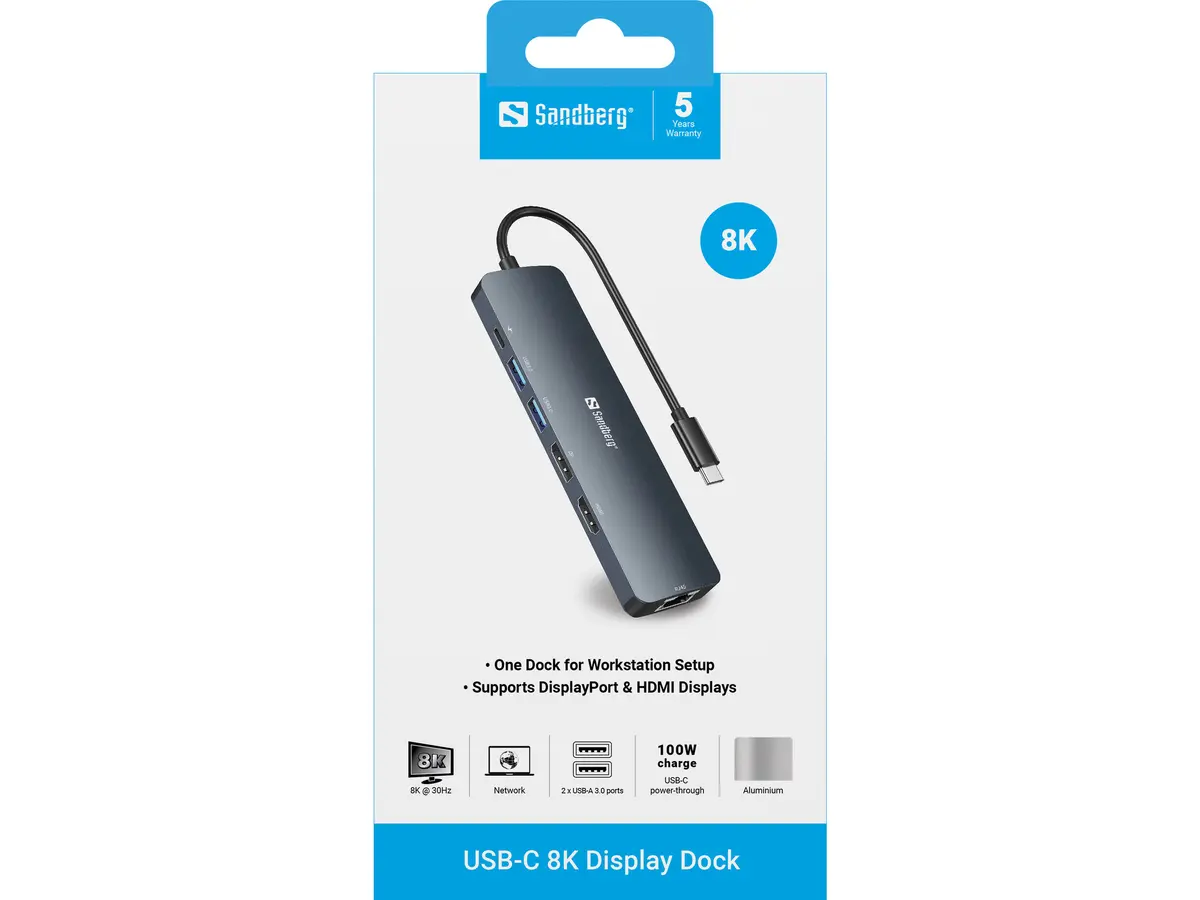 Док-станция Sandberg USB-C 8K Display Dock Photo 7