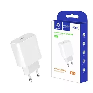 Travel Charger DENMEN DC06 PD 20W USB-C Power Delivery 3.6A (3600mAh equivalent) White