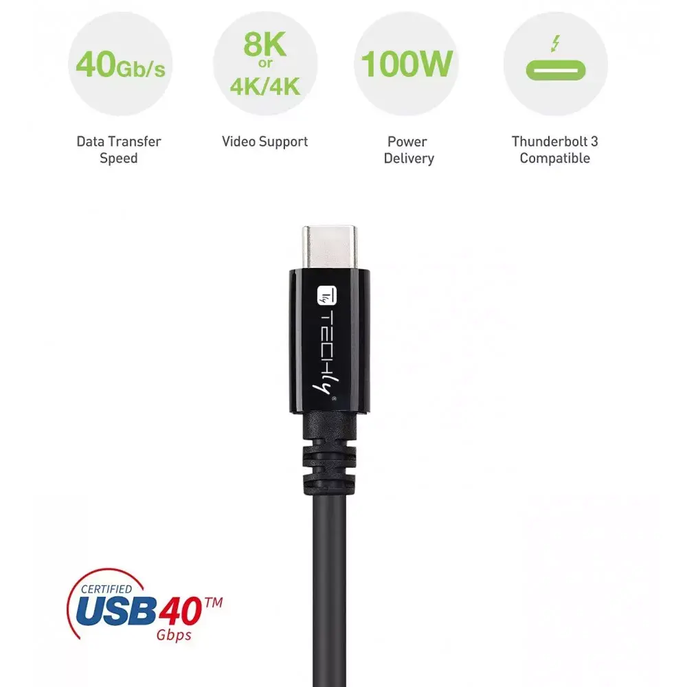 TECHLY 362602 USB4 Gen 3x2 USB‑C кабель 0,8 м Photo 3