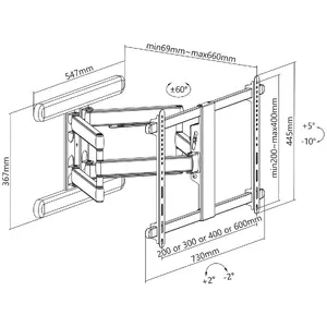 InLine Premium Aluminium Wall Mount for Flat TV 37-80" White 70 kg