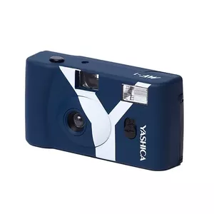 35 mm compact film camera Yashica MF-1 — 31 mm lens, 1 m focus, 1/120 s shutter, built-in flash, black