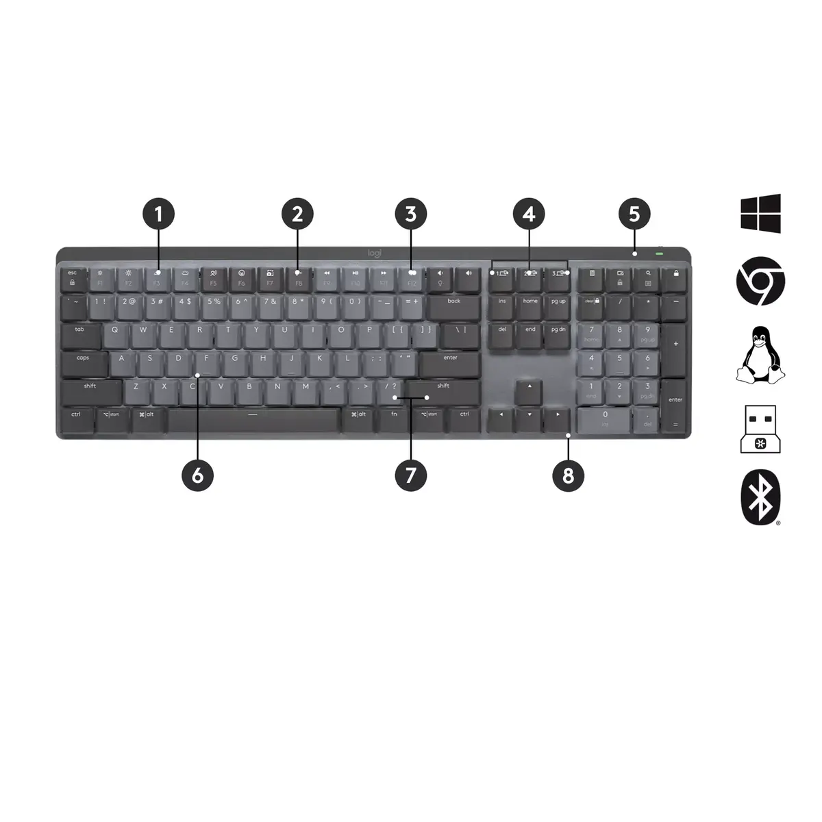 Logitech MX Mechanical Wireless Illuminated Performance Tastatūra Photo 6