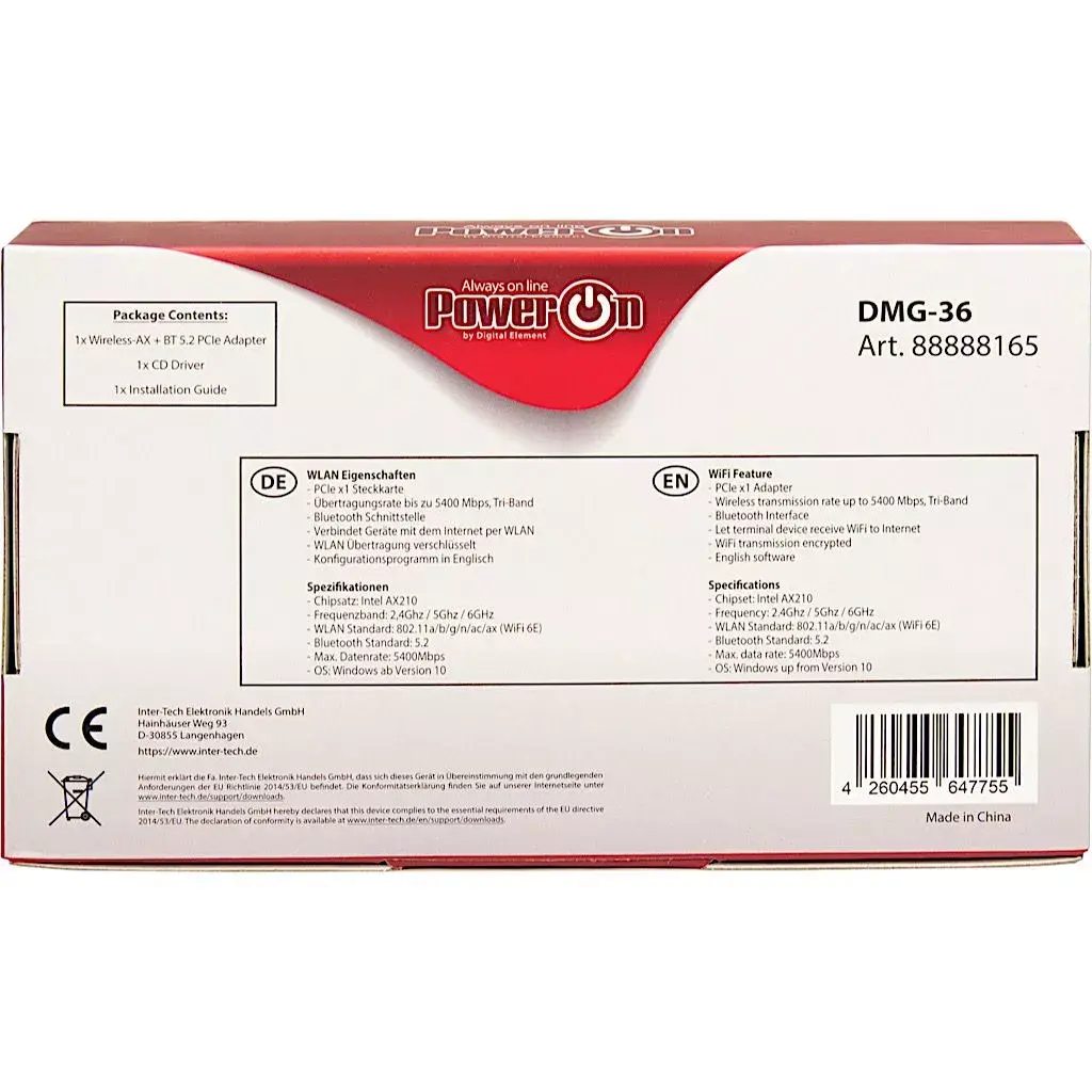 Iekšējā WLAN Bluetooth karte Inter-Tech DMG-36 Photo 4