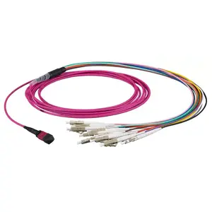 Fibre optic cable EFB Elektronik MTPF12LCOM3-10, OM3 multimode, MTP to 12×LC, 10 m, purple