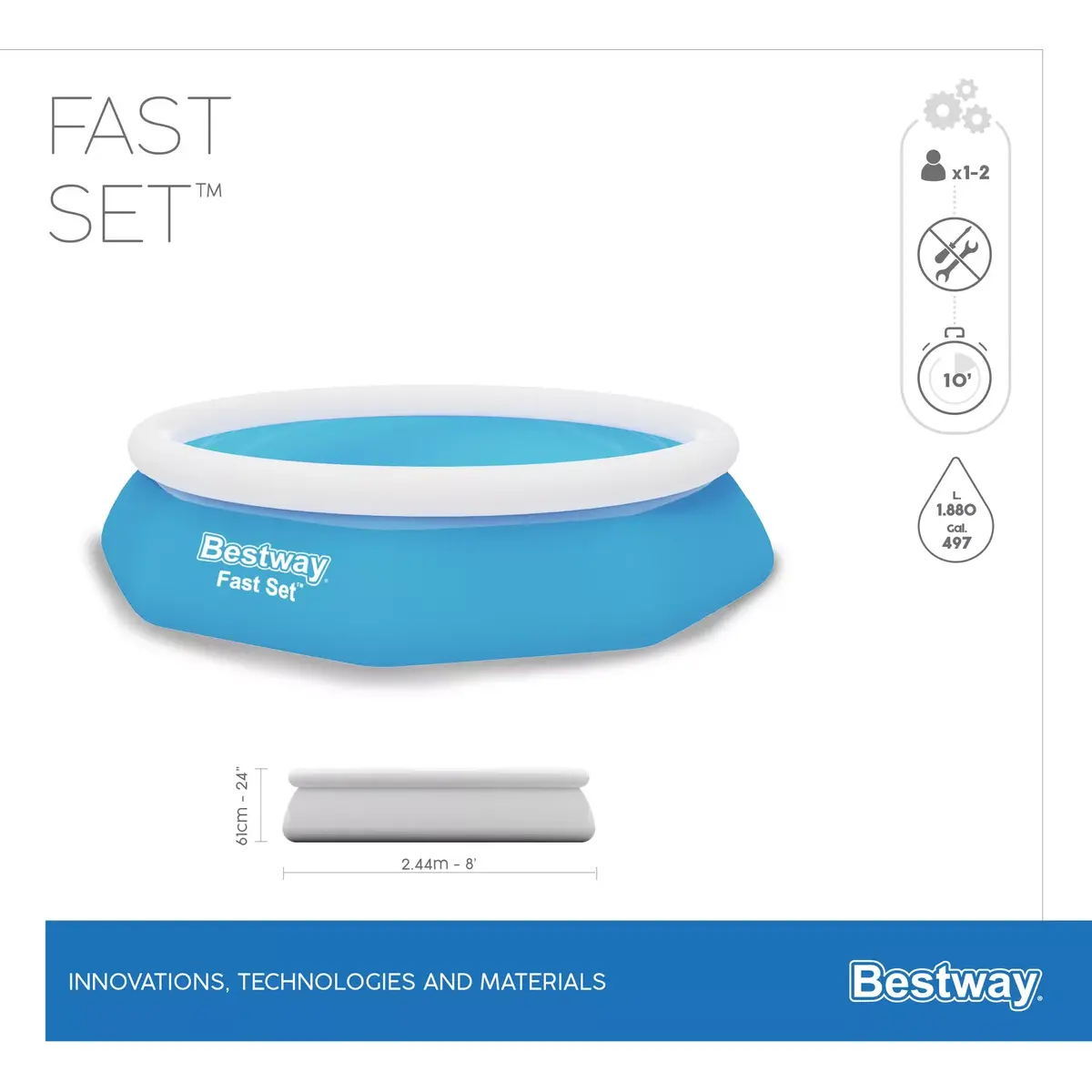 Bestway Fast Set круглый надувной бассейн 2,44 м Photo 5