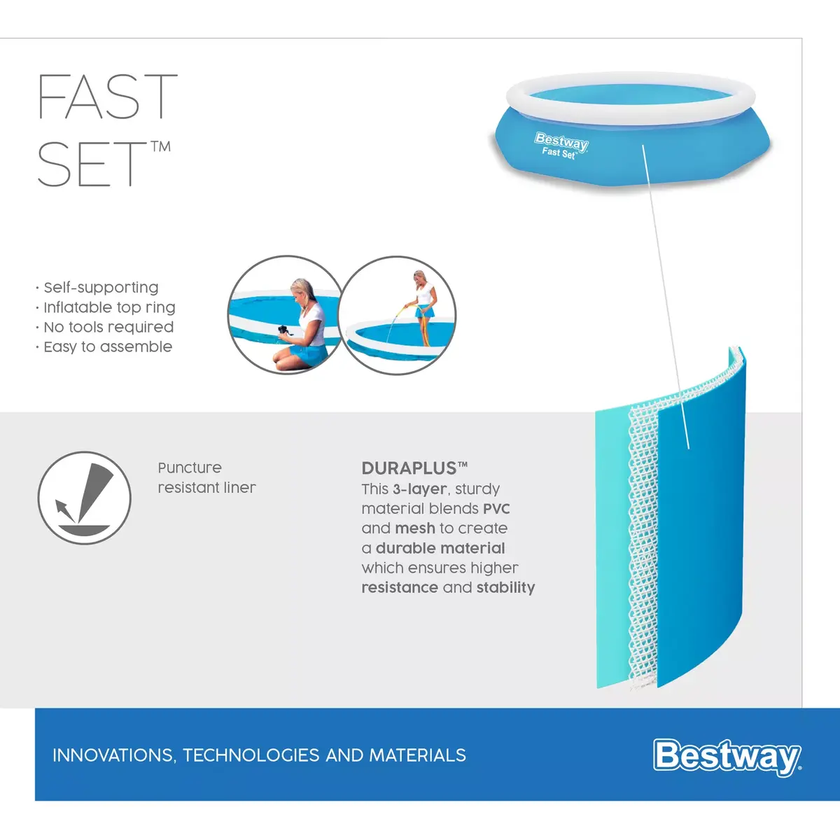 Bestway Fast Set круглый надувной бассейн 2,44 м Photo 6