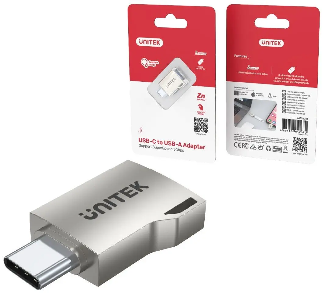 Adapteris Unitek A1025GNI USB‑C (vīrietis) uz
