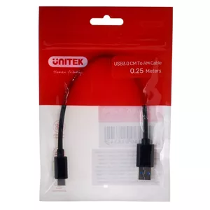 UNITEK CABLE USB-C - USB-A 3.1,M/M,0,25M, Y-C490BK