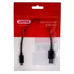 USB-C to USB-A cable Unitek Y-C490BK 3.1 Gen1 (USB 3.0), 0.25 m, black, male-to-male