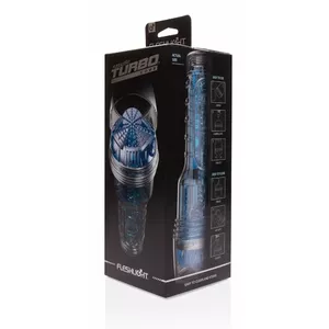 Мастурбатор Fleshlight Turbo Core — прозрачный синий, TPE/ABS, длина 24,8 см, глубина введения 21,6 см