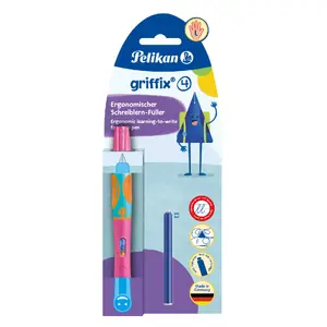 Pildspalva Pelikan griffix Rozā Kārtridžu uzpildes sistēma Zila tinte