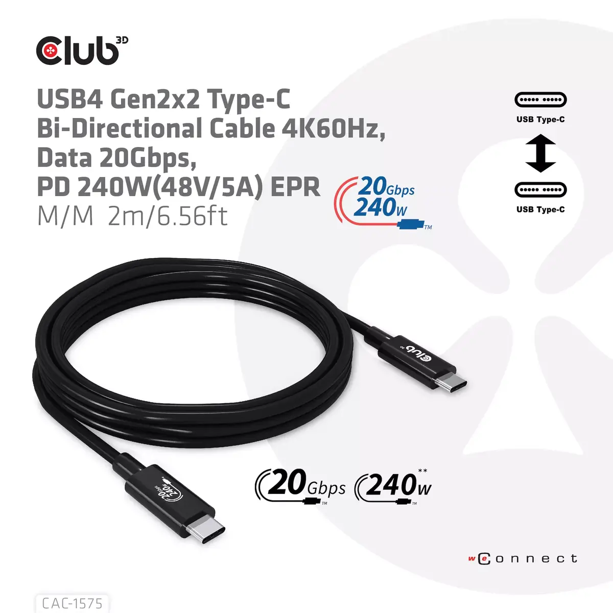 USB4 Gen2x2 Type-C кабель CLUB3D CAC-1575 Photo 6