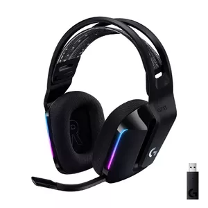 Austiņas Logitech G G733 LIGHTSPEED bezvadu RGB — 2.4 GHz, 20 m darbības rādiuss, 29 h akumulators, DTS Headphone:X 2.0, ap ausi, noņemams mikrofons