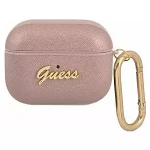 Aizsargapvalks GUESS priekš Apple AirPods Pro — Saffiano Script Pink (GUAPSASMP) blisterī