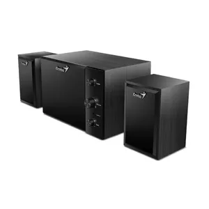 Акустическая система Genius SW-2.1 15W 2.1, деревянный корпус, чёрная, сабвуфер и 2 сателлита