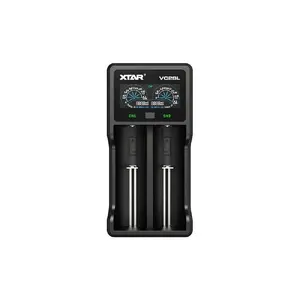 Battery charger XTAR VC2SL — USB 5V 1A, LCD, charges 2 cells, compatible Li‑Ion/NiMH/NiCd, sizes A/AA/AAA/AAAA/C/D/SC, black