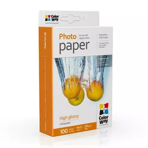 ColorWay Photo Paper PG2601004R Glossy, White, 10 x 15 cm, 260 g/m²