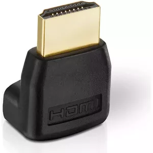 Helos adapteris, HDMI St./HDMI Bu. leņķveida 270°, FULL HD, BASIC, melns HDMI/HDMI 1080p adapteris ar zeltītiem kontaktiem. HDMI A vīrietis (19pin) uz HDMI A sieviete (19pin). 270°. Krāsa: melna *RoHS atbilstība* (302028)