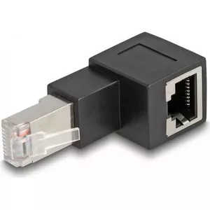 DeLOCK RJ45 plug to RJ45 jack Adapter Cat.6A 90° upwards angled Black