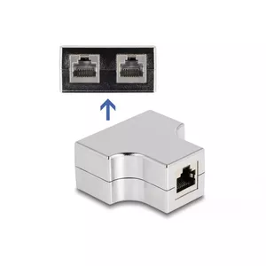 DeLOCK RJ45 Сплиттер T Адаптер 1 x RJ45 гнездо на 2 x RJ45 гнездо Cat.5e STP