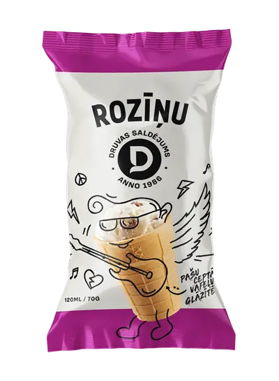 Saldais krējuma saldējums ar rozīnēm Druvas