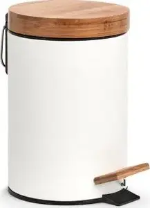Cosmetic bin ZELLER 18908, 3.0 l capacity, bamboo lid, white body