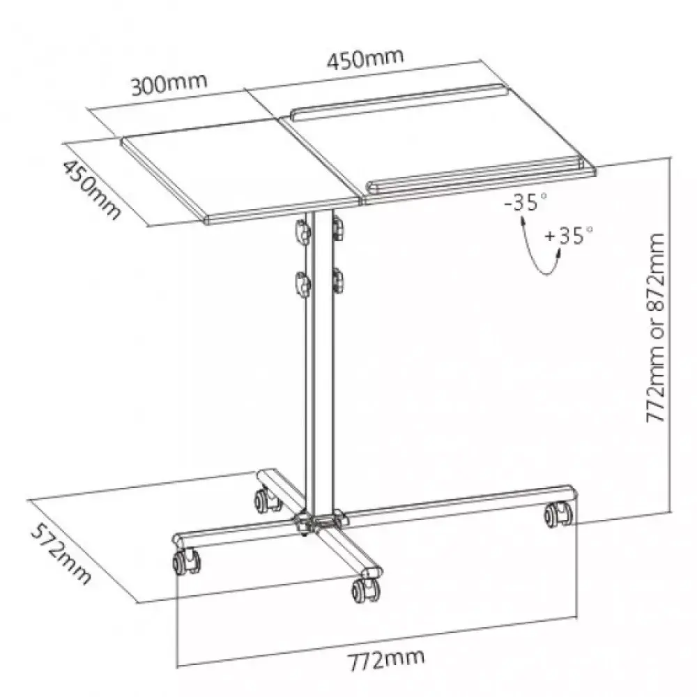 Laptop stand Techly Universal Adjustable Trolley for Notebook Projector Photo 3