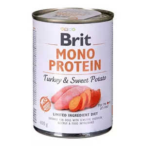 Влажный корм для собак Brit Mono Protein Индейка с бататом 400 г, для взрослых, моно-протеин, без глютена и сои