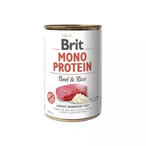 Влажный корм для собак Brit Mono Protein Beef & Rice 400 г — один источник белка, для взрослых, без глютена и сои