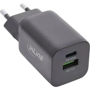 Зарядное устройство InLine USB блок питания USB-A USB Type-C 33W PD QC