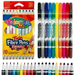 Colorino Kids Šķiedras pildspalvas ar dubulto galu 10 krāsas