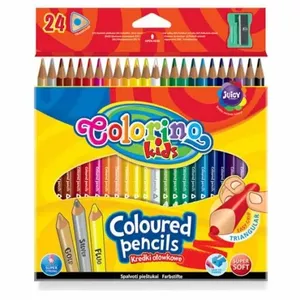 Colorino colored pencils set, 24 colors, triangular barrels with built-in sharpener
