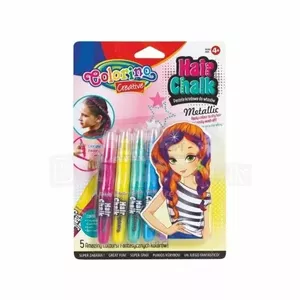 Hair chalk colorino 68680PTR Metallic 5 Colours — temporary hair coloring chalk set, metallic shades