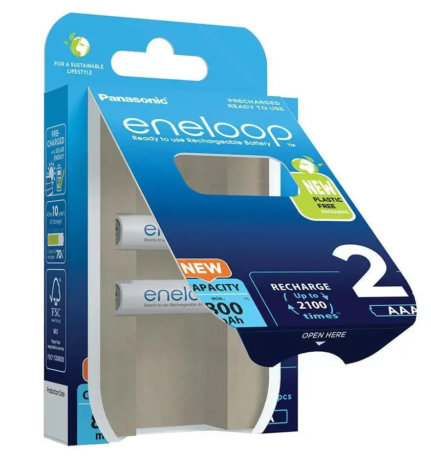 Panasonic eneloop AAA 800 mAh uzlādējamas, 2 gab. Photo 2