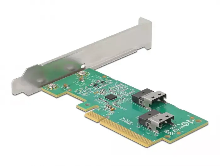 DeLOCK PCI Express 4.0 x8 karte uz 2 x iekšējām SFF-8654 4i NVMe Photo 2