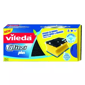 Vileda 139787 sūklis Taisnleņķa Šķiedra Melns, Zils, Dzeltens 3 pcs