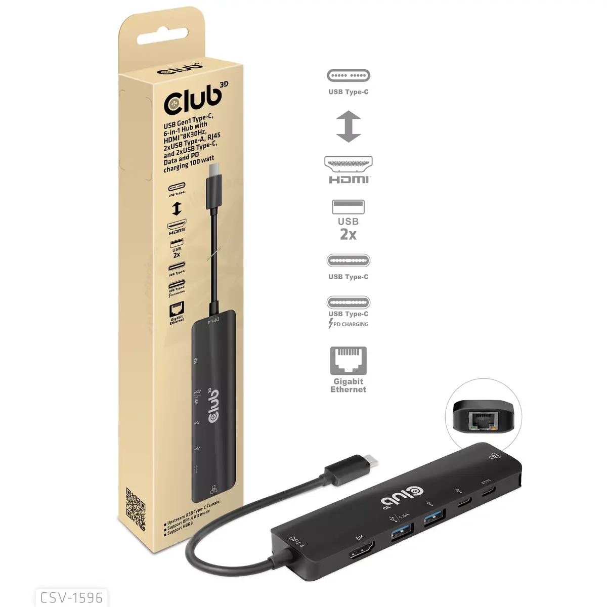 6-в-1 Хаб CLUB3D USB Gen1 Type-C Photo 6
