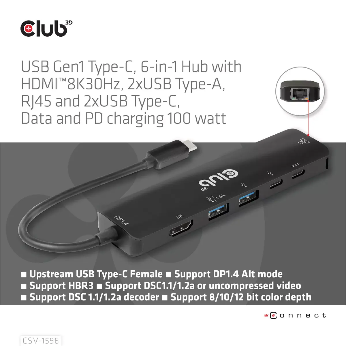 6-в-1 Хаб CLUB3D USB Gen1 Type-C Photo 7