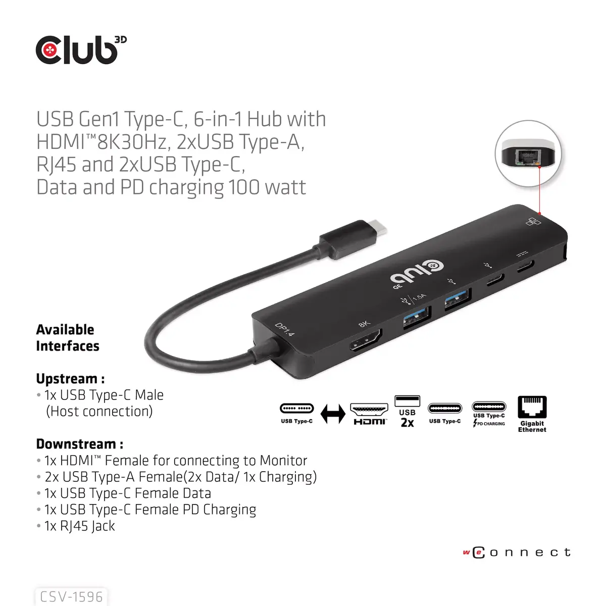 6-в-1 Хаб CLUB3D USB Gen1 Type-C Photo 8