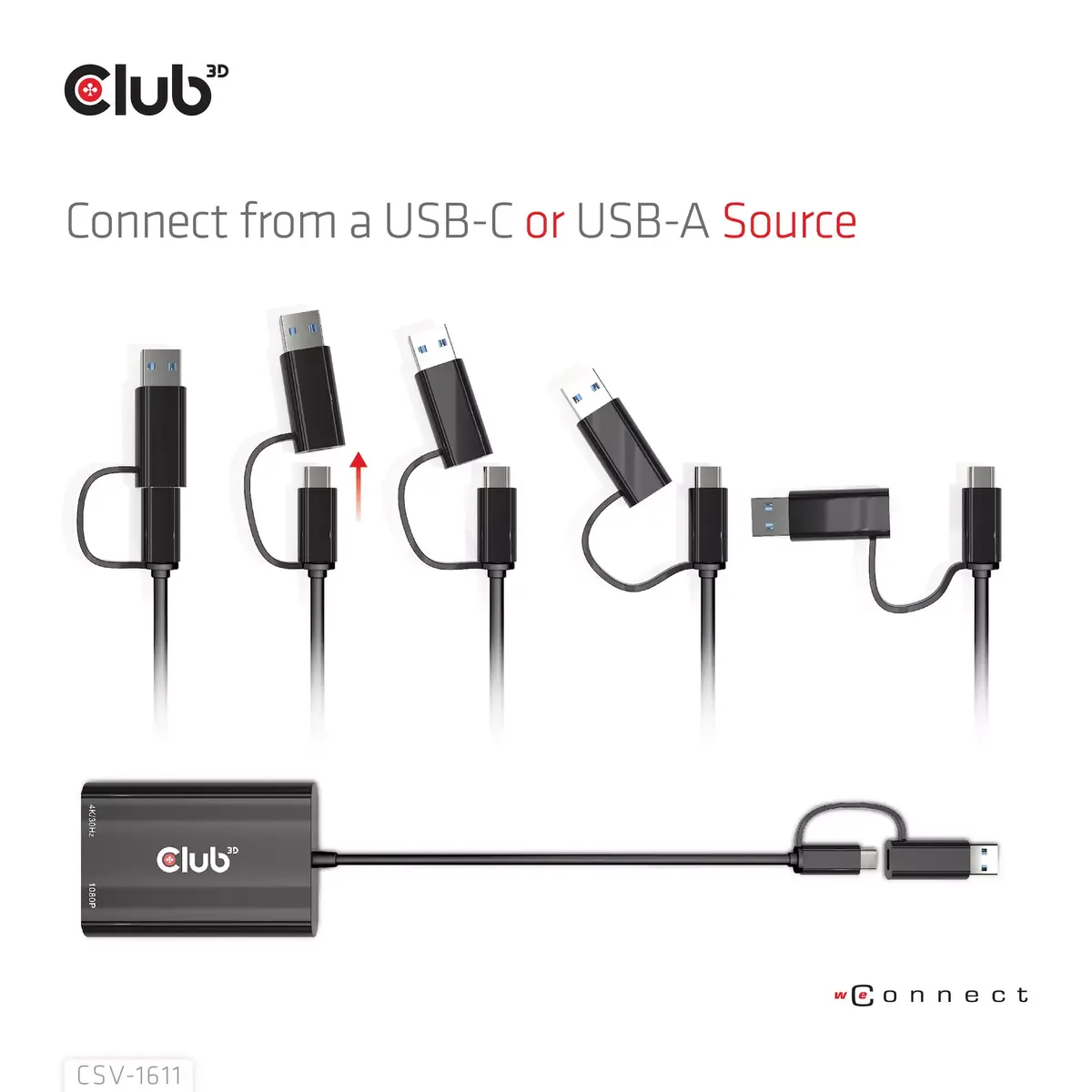 USB Gen1 Type-C/-A на Dual HDMI VGA CLUB3D CSV-1611 Photo 3
