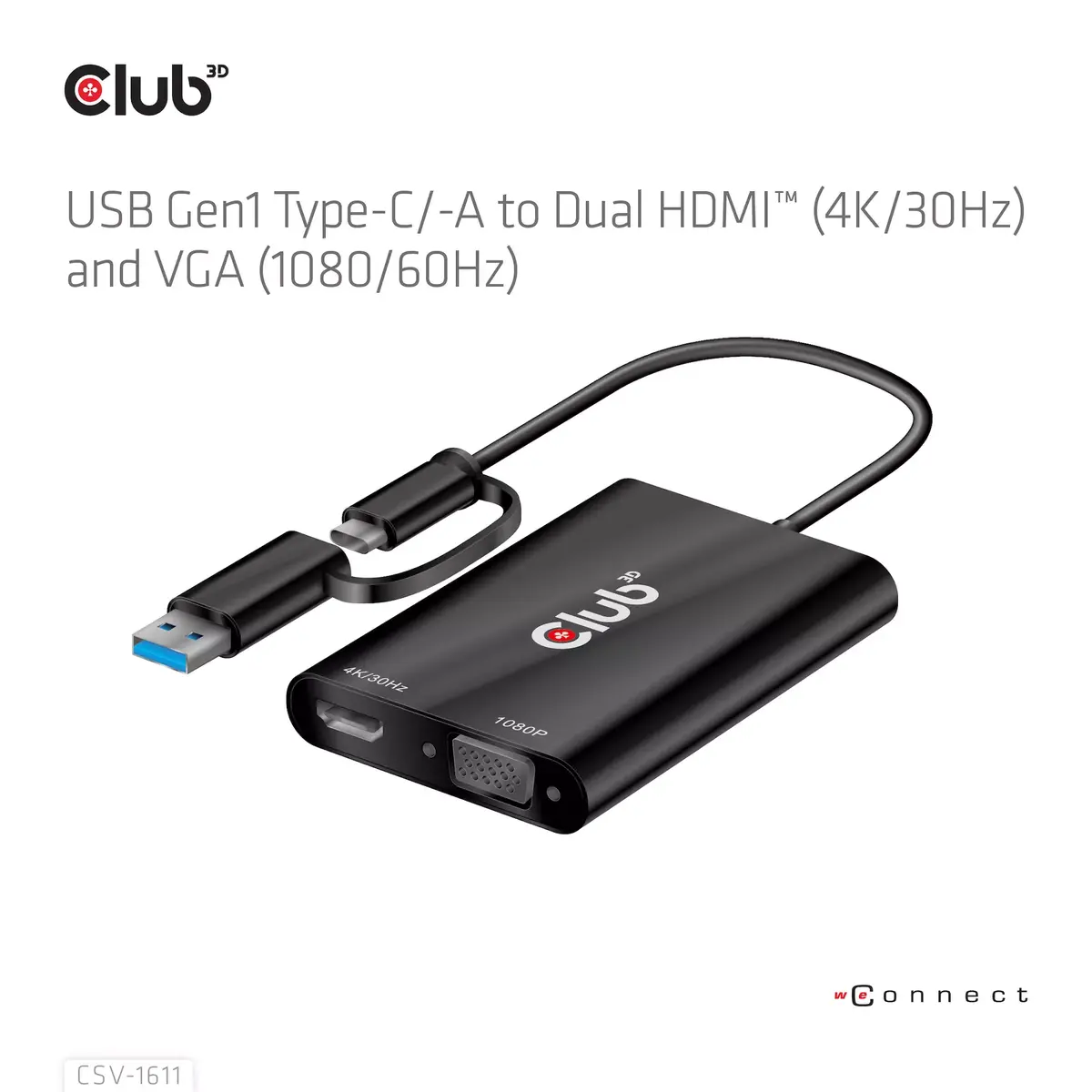 USB Gen1 Type-C/-A на Dual HDMI VGA CLUB3D CSV-1611 Photo 14