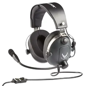 Thrustmaster T.Flight U.S. Air Force Wired Headset Black Grey with Boom Microphone and Circumaural Ear Coupling