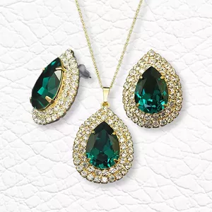 Komplekts "Jasmīns (Emerald)" ar Swarovski™ kristāliem