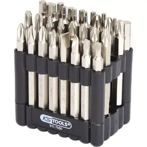 Screwdriver bit set KS Tools 911.7550 — 32 pcs, nickel, 75 mm, 1/4" (25.4/4 mm) hex shank