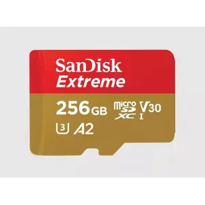 MicroSDXC flash memory SANDISK SDSQXAV-256G-GN6MA 256 GB UHS‑I U3 V30 190 MB/s read 130 MB/s write red