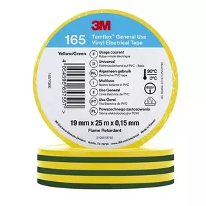 Izolācijas lente 3M 7100222494 Zaļa/dzeltena PVC 25m 19mm
